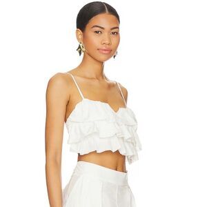NWT Free People Danielle Ruffle Crop Tank Optic White Large